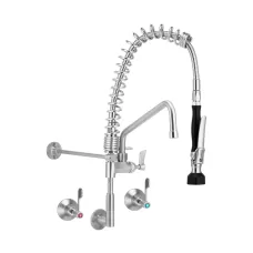 Clean a Jet by 3monkeez T-3M53822-C Stainless Steel Wall Stops And Elbow Pre Rinse Unit With Pot Filler - Cafe- 12 Spout