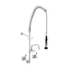 Clean a Jet by 3monkeez T-3M53816 Stainless Steel Wall Stops And Elbow Pre Rinse Unit With Pot Filler- 6 Spout