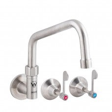 3monkeez T-3MCW06 Stainless Steel Wall Elbow, Wall Top Assemblies and Spout- 6 Spout