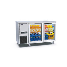 Thermaster by FED TL1500TNG S/S Double Glass Door Bench Fridge 1500X700X865mm