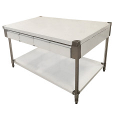 Modular Systems by FED SWBD10-1800 Stainless Steel Work Bench With 4 Drawers Back And Front 1800Mm