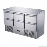 Six Drawer Stainless Steel Compact Workbench Fridge