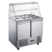Thermaster by FED XS900GC FED-X Two Door Stainless Steel Salad Prep Fridge with Square Glass Top