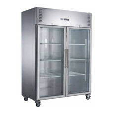 S/S Two Full Glass Door Upright Freezer 1200L 